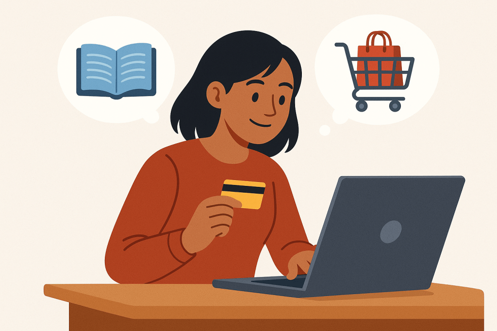 Person multitasking with laptop